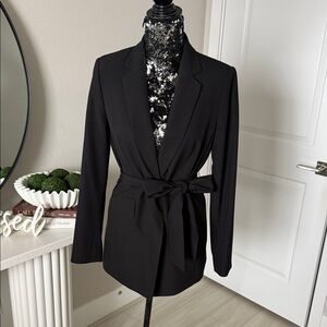 Alex Marie Elegant Black Tie-Waist Blazer